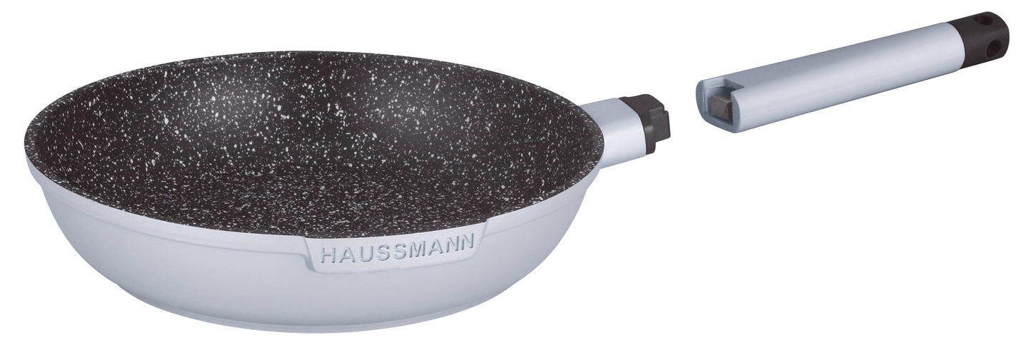 Haussmann Héritage® - Poêle 24 cm Anti-Adhésive à Manche Amovible | Fonte d'Aluminium | Revêtement Pierre Sans PFOA | Induction & Four