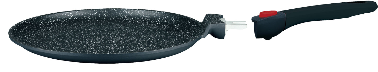 HAUSSMANN HERITAGE - Poêles à Crêpière 28 cm - Manche Amovible - Fonte d'Aluminium - Revêtement Type Pierre