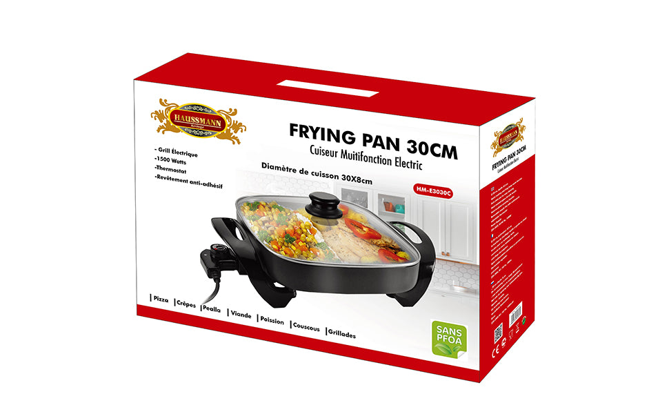 Haussmann Héritage® - Cuiseur Électrique Multifonction 30x30 cm | Revêtement Type Pierre Antiadhésif | 1500W | Sans PFOA