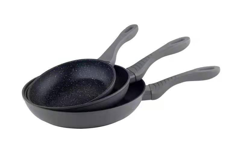 Haussmann Héritage® - Set 3 Poêles Antiadhésives (20/24/28 cm) | Revêtement StoneTech® 5 Couches | Induction | Poignée Ergonomique