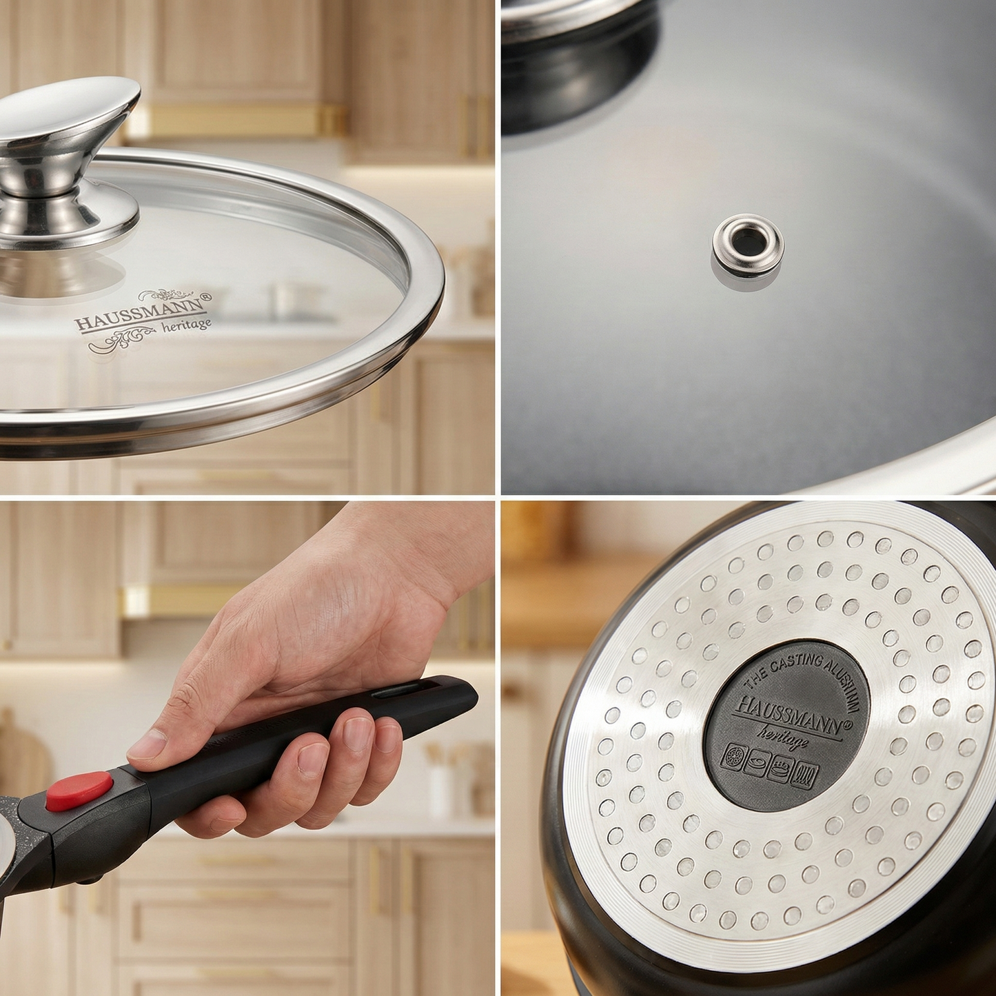 Haussmann Héritage® - Sauteuse Professionnelle 28 cm | Induction, Four (260°C) & Lave-Vaisselle | Poignée Amovible