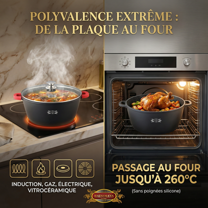 Haussmann Héritage® - Faitout / Marmite | Fonte d'Aluminium, Revêtement Pierre | Induction & Lave-Vaisselle