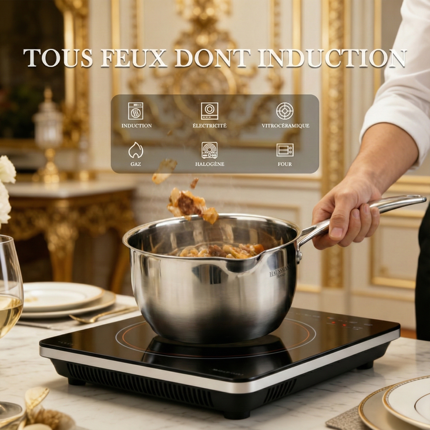 Haussmann Héritage® - Set 5 Casseroles Essentielles (12 à 20 cm) | INOX, Graduation Intérieure | Induction & Four 260°C | Lave-Vaisselle