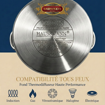 Haussmann Héritage® - Set 3 Pièces Couscoussier / Cuit Vapeur / Faitout| INOX Haute Qualité | Induction & Lave-Vaisselle