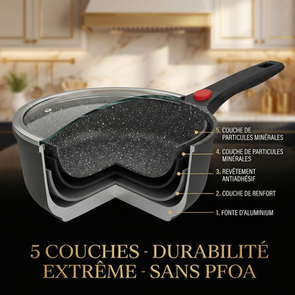 Haussmann Héritage® - Sauteuse Professionnelle 28 cm | Induction, Four (260°C) & Lave-Vaisselle | Poignée Amovible