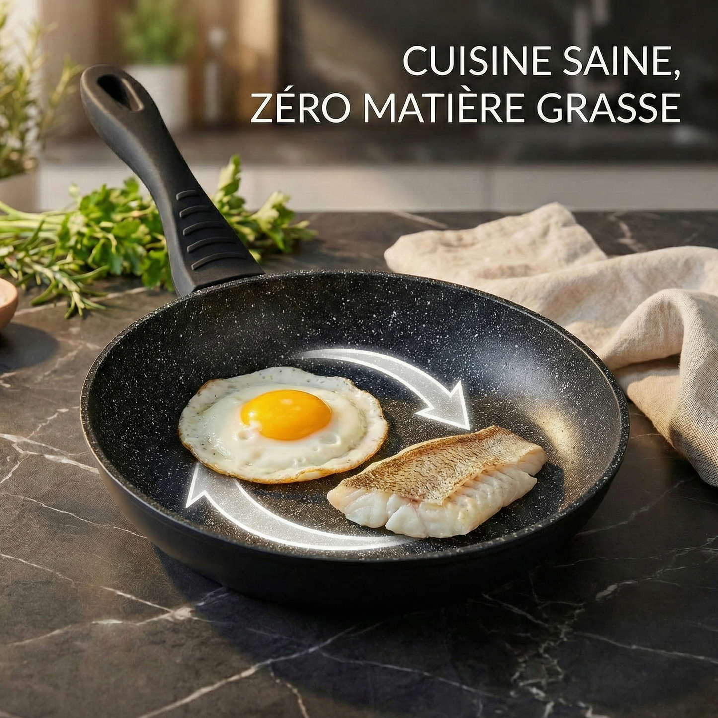 Haussmann Héritage® - Set 3 Poêles Antiadhésives (20/24/28 cm) | Revêtement StoneTech® 5 Couches | Induction | Poignée Ergonomique