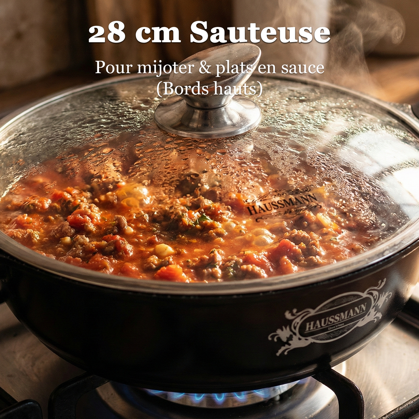 Haussmann Héritage® - Set 4 Pièces Essentiels | Poignée Amovible 1 Clic | Fonte d'Aluminium, Induction & Four | Antiadhésif Sans PFOA