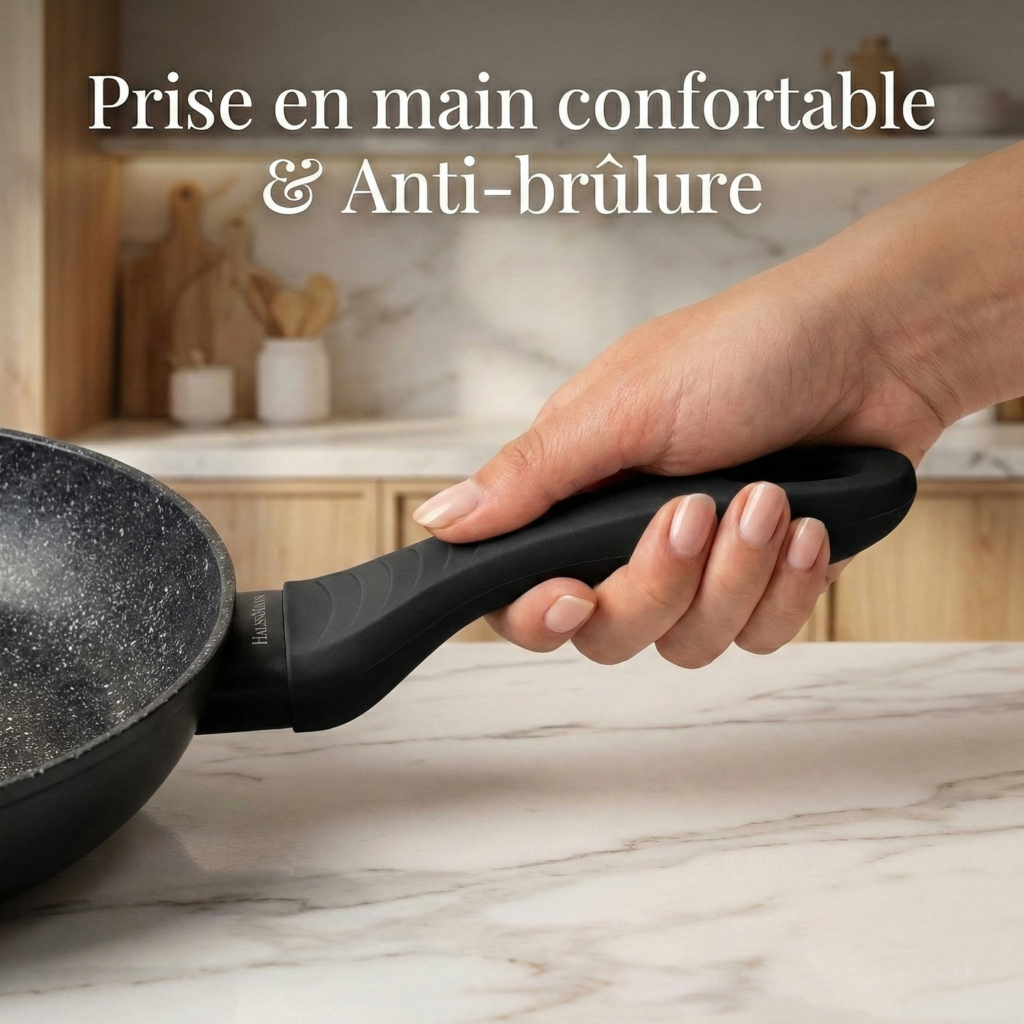 Haussmann Héritage® - Set 3 Poêles Antiadhésives (20/24/28 cm) | Revêtement StoneTech® 5 Couches | Induction | Poignée Ergonomique