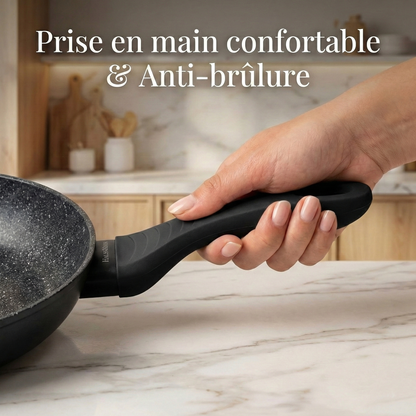 Haussmann Héritage® - Set 3 Poêles Antiadhésives (20/24/28 cm) | Revêtement StoneTech® 5 Couches | Induction | Poignée Ergonomique