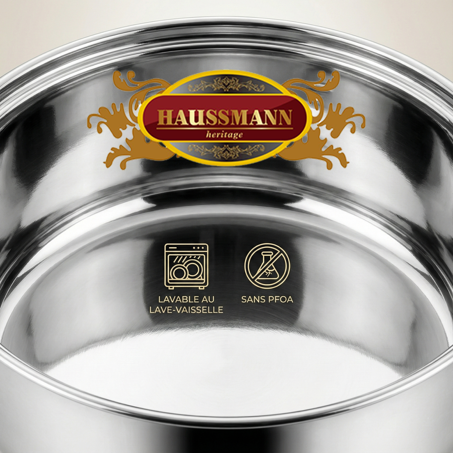 Haussmann Héritage® - Lot de 3 Marmites (6 Pièces) en Acier Inoxydable | 3.4 L, 4.5 L, 5.8 L | Tous Feux dont Induction