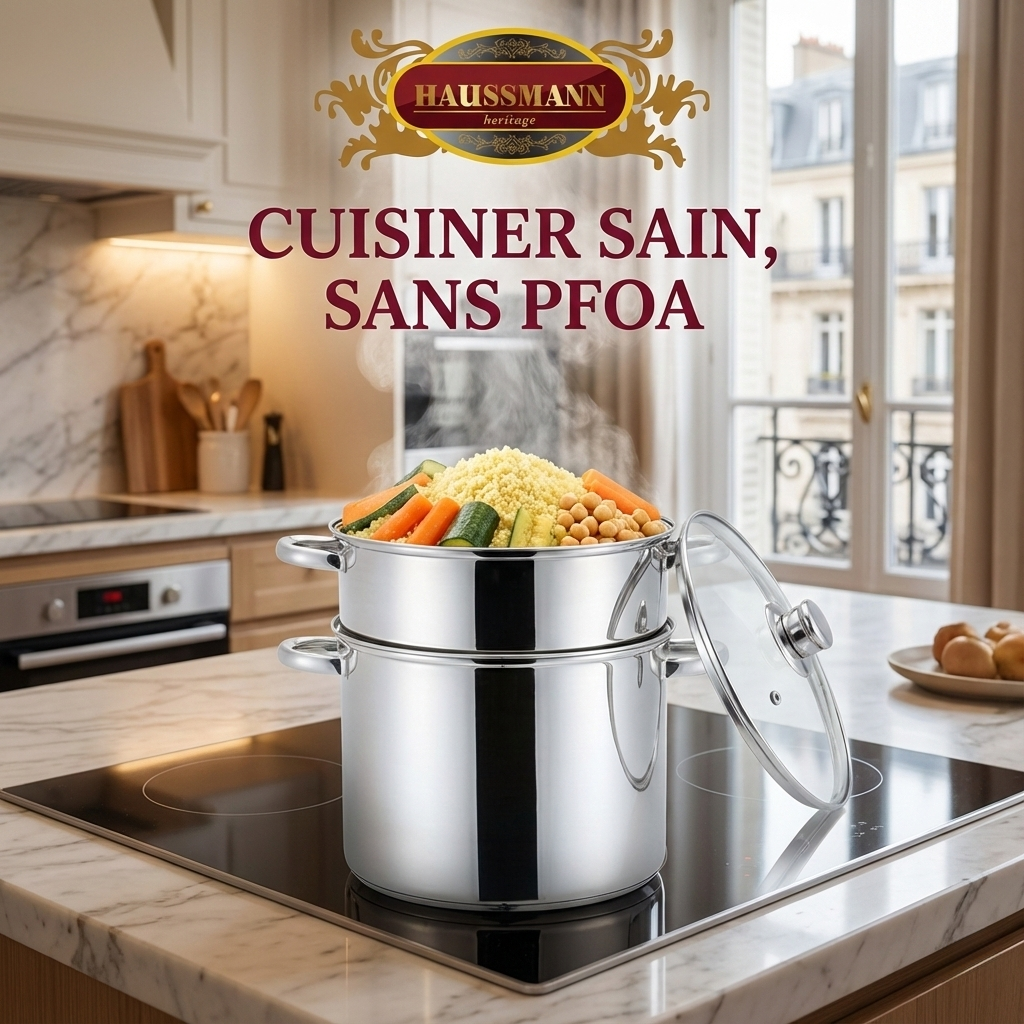 Haussmann Héritage® - Couscoussier / Cuit Vapeur / Faitout 3 en 1 | INOX Triple Fond, Induction & Four 260°C | Lave-Vaisselle