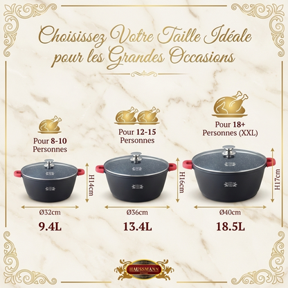 Haussmann Héritage® - Faitout / Marmite | Fonte d'Aluminium, Revêtement Pierre | Induction & Lave-Vaisselle