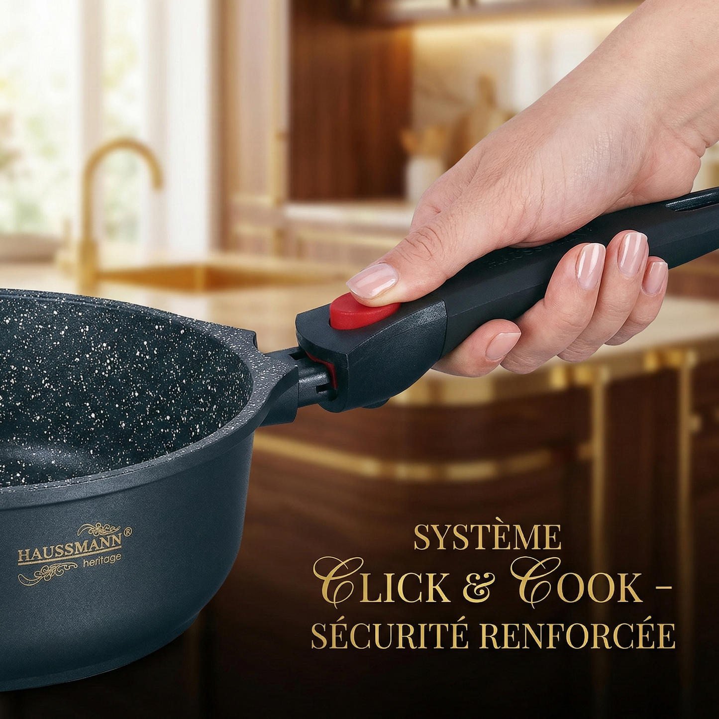 Haussmann Héritage® - Sauteuse Professionnelle 28 cm | Induction, Four (260°C) & Lave-Vaisselle | Poignée Amovible