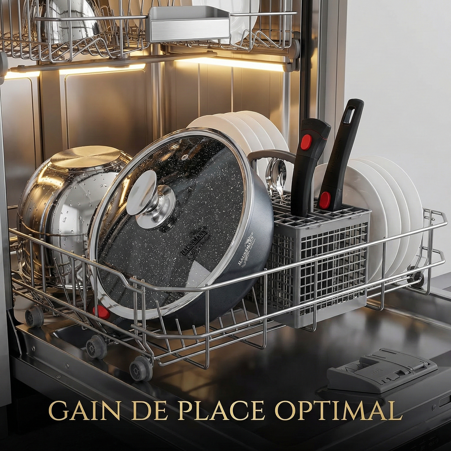 Haussmann Héritage® - Sauteuse Professionnelle 28 cm | Induction, Four (260°C) & Lave-Vaisselle | Poignée Amovible