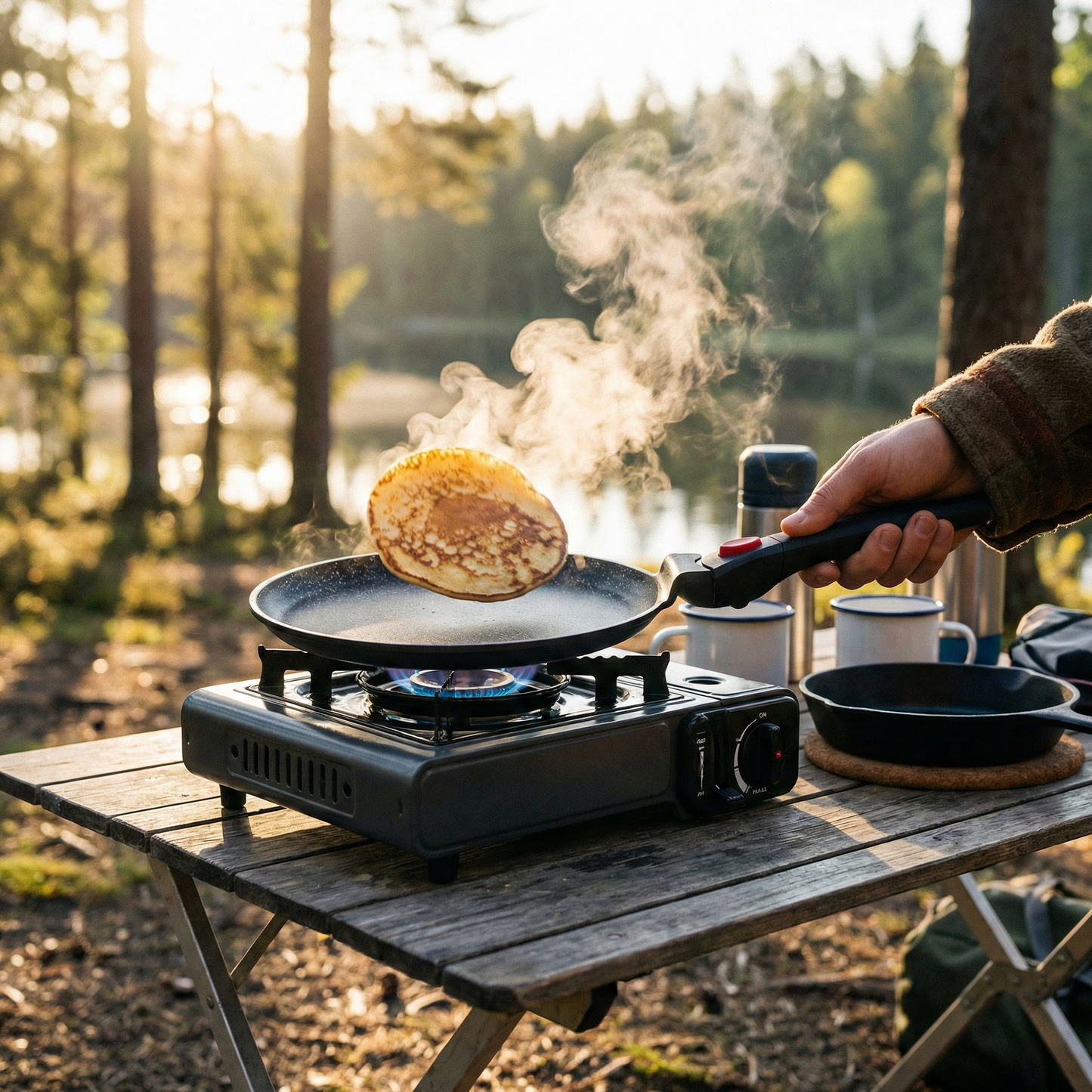 Haussmann Héritage® - Poêle à Crêpes Antiadhésive 28 cm | Manche Amovible | Fonte d'Aluminium & Induction