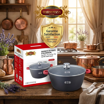 Haussmann Héritage® - Faitout / Marmite | Fonte d'Aluminium, Revêtement Pierre | Induction & Lave-Vaisselle