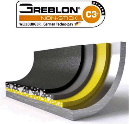 Haussmann Héritage-15pièces Batterie de Cuisine,Haute qualités Revêtement façon Pierre- sans PFOA- poignée Amovible－Tous Feux Dont Induction adapté au Four (Gris, 15pièces)