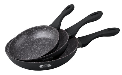 Haussmann Héritage® - Set 3 Poêles Antiadhésives (20/24/28 cm) | Revêtement StoneTech® 5 Couches | Induction | Poignée Ergonomique