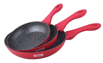 Haussmann Héritage® - Set 3 Poêles Antiadhésives (20/24/28 cm) | Revêtement StoneTech® 5 Couches | Induction | Poignée Ergonomique